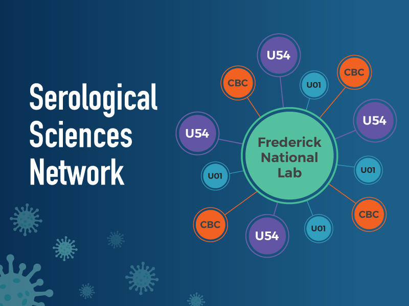 Serological Sciences Network with graphic representing a network surrounding Frederick National Lab