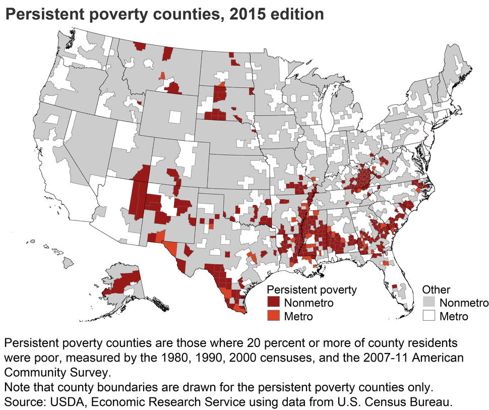 Persistent Poverty Counties, 2015 Edition Map