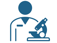 Icon depicting a person with a microscope to represent a principal investigator